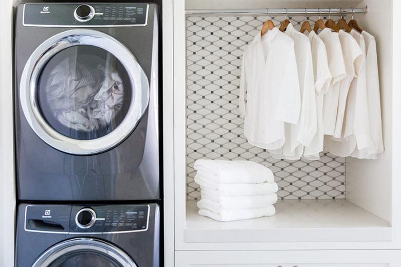 hanging rod in laundry room