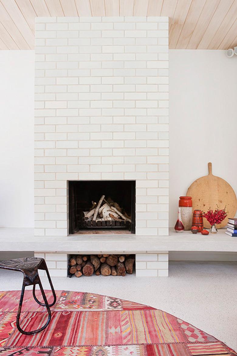 white fireplace surround