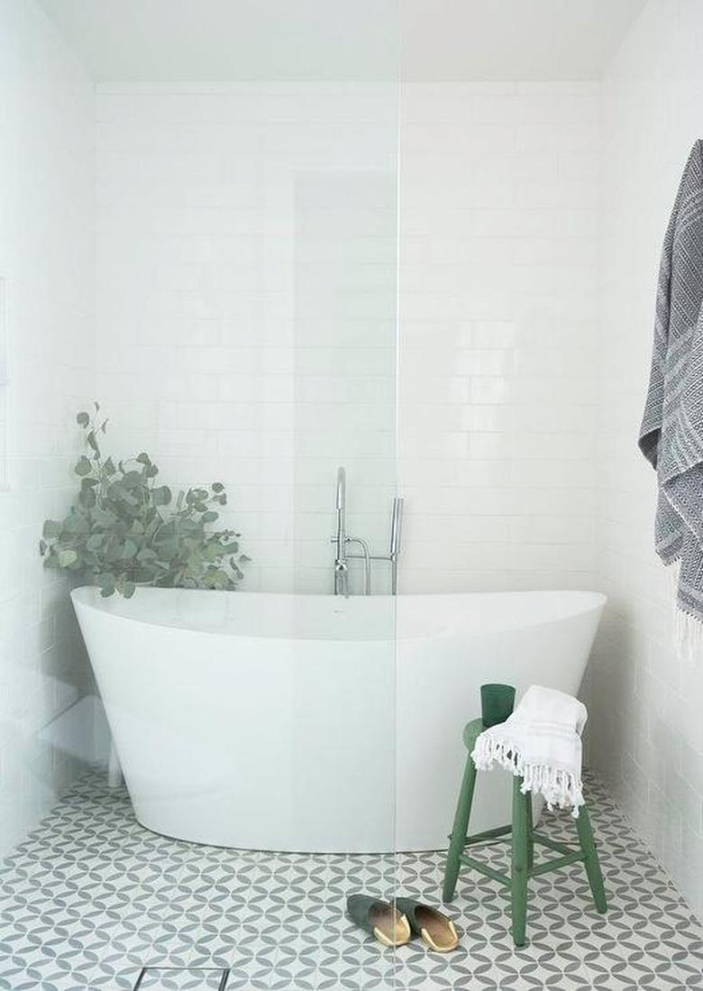 walk-in shower with tub inside