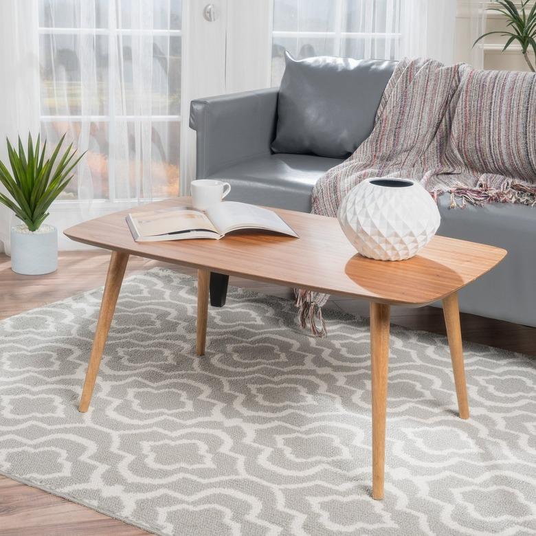 Minimal wood midcentury coffee table in medium finish