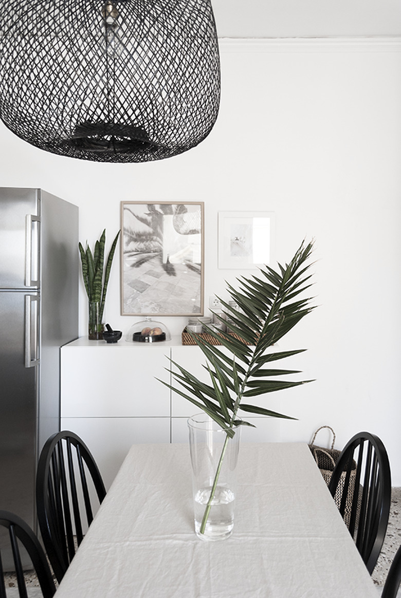 modern kitchen palm fronds bamboo light