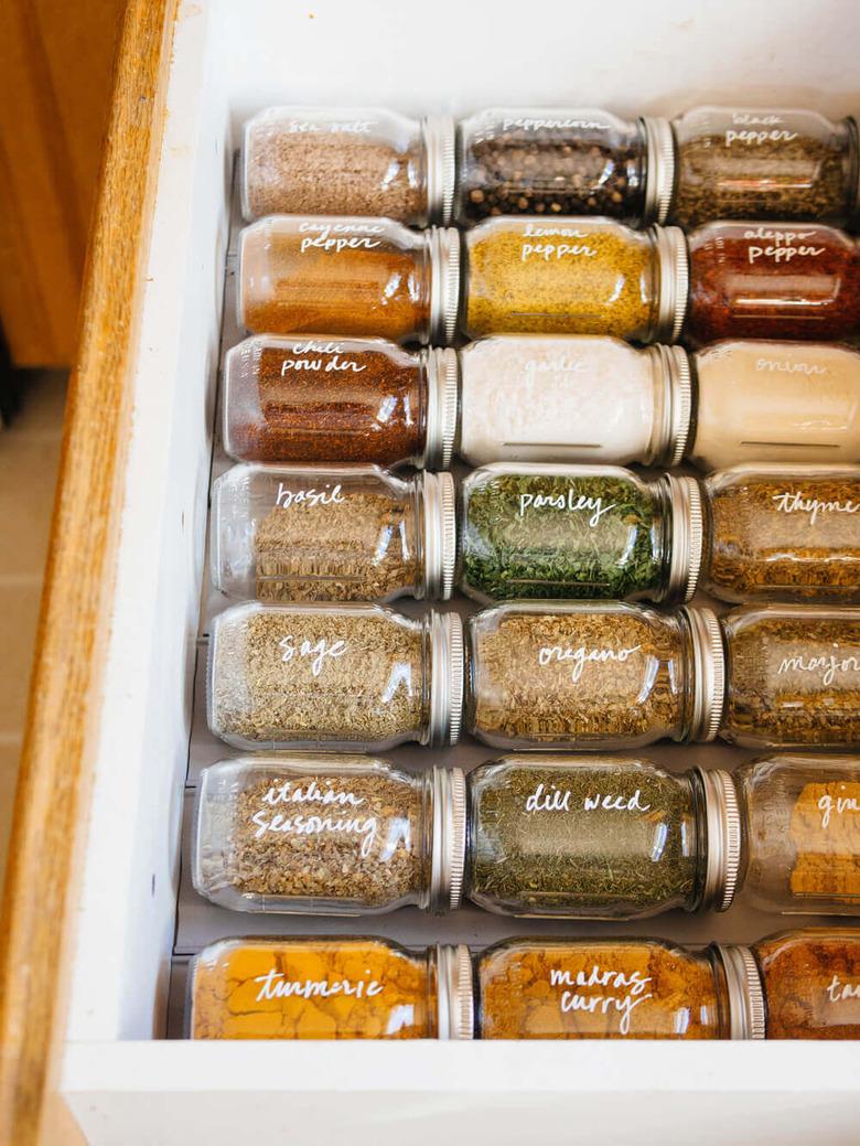 organized spice drawer