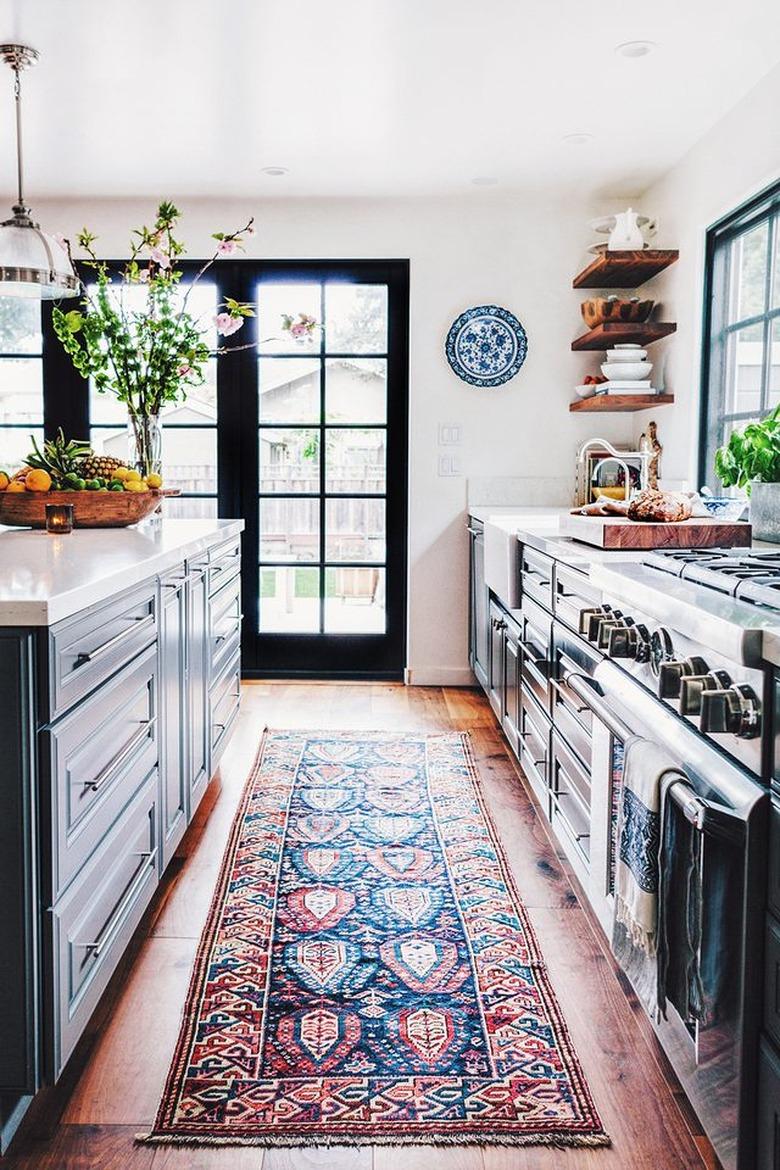 area rug in kitchen