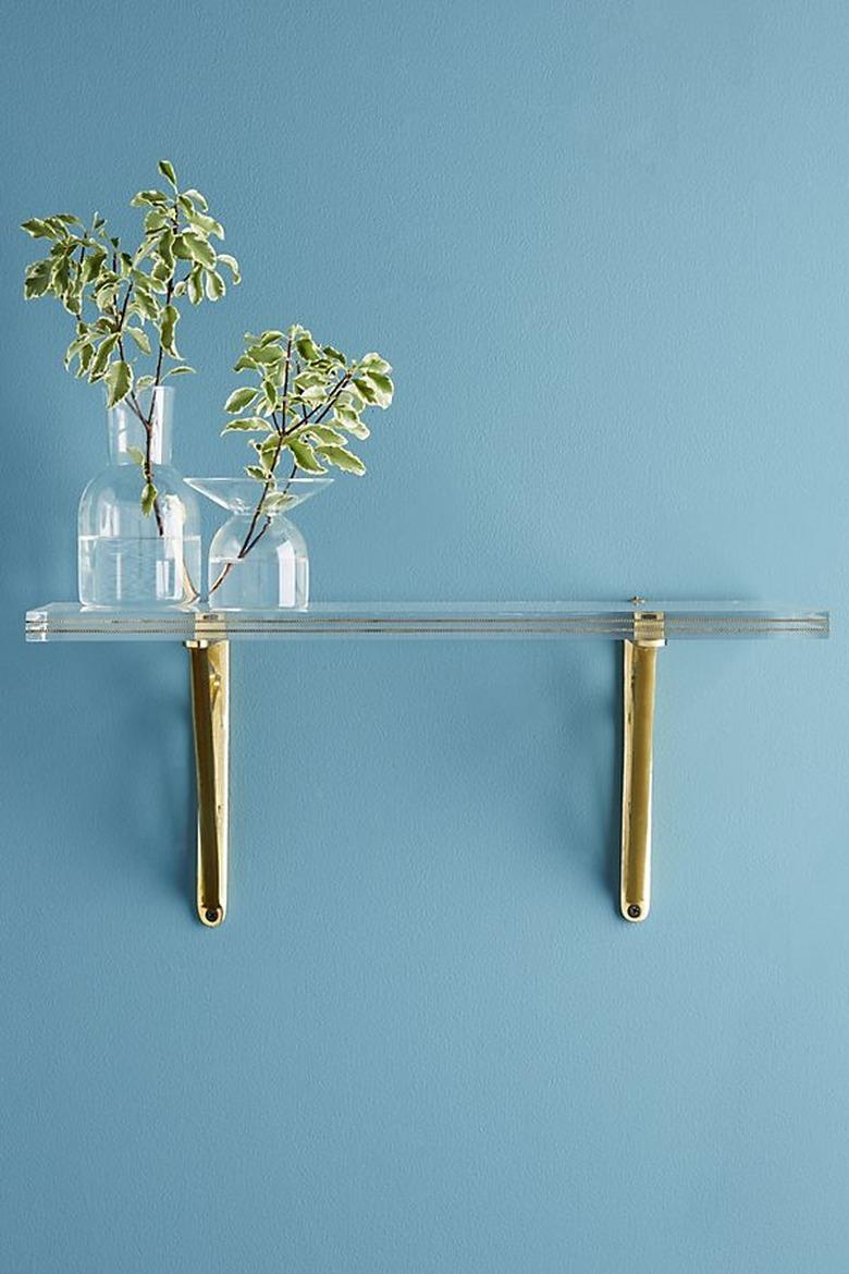 anthropologie brass lucite shelf