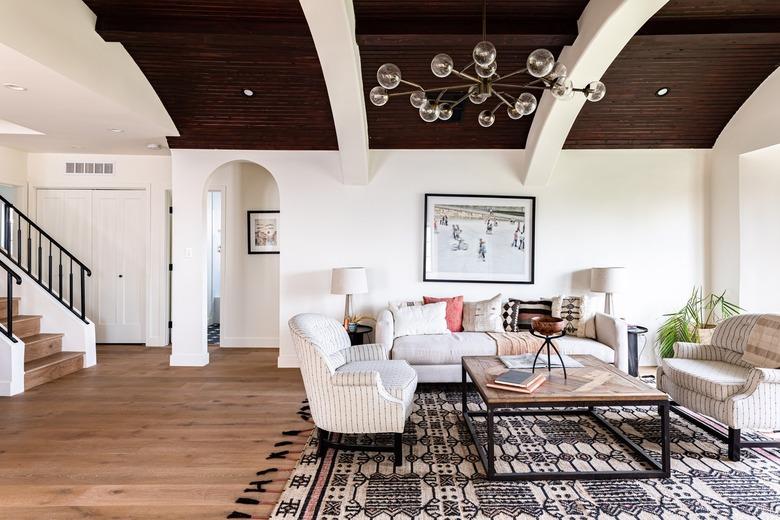 living room with light wood floors