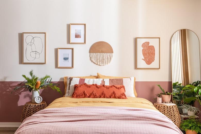 color blocked wall in bedroom