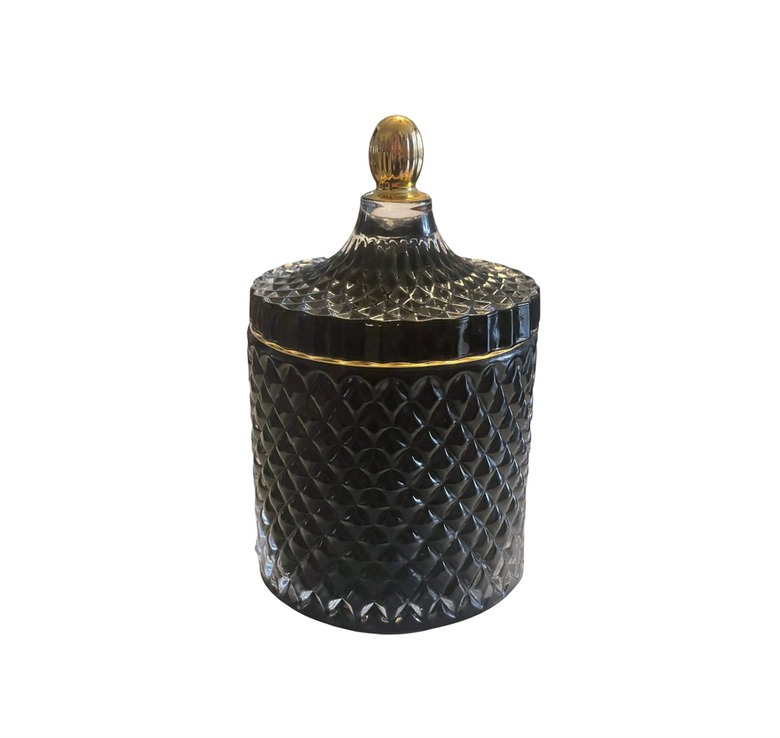 black apothecary jar-style candle