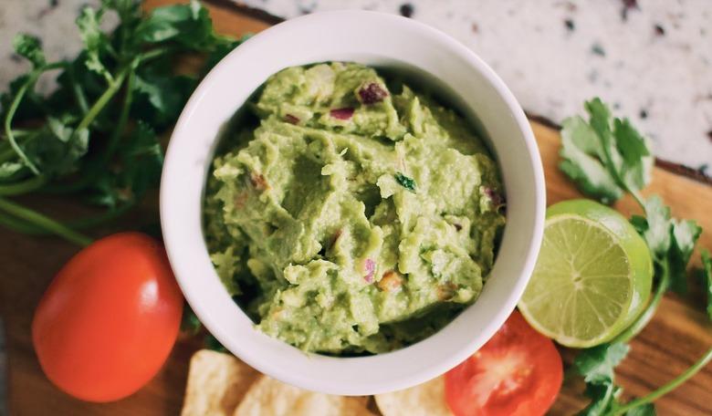 Guacamole in a white bowl