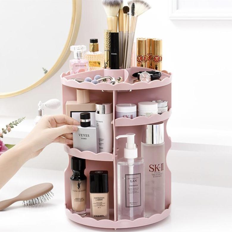 Revolving Tiered Beauty Organizer for bathroom countertop storage