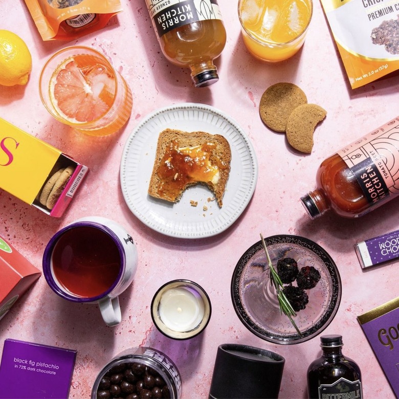 Food and drinks scattered on table