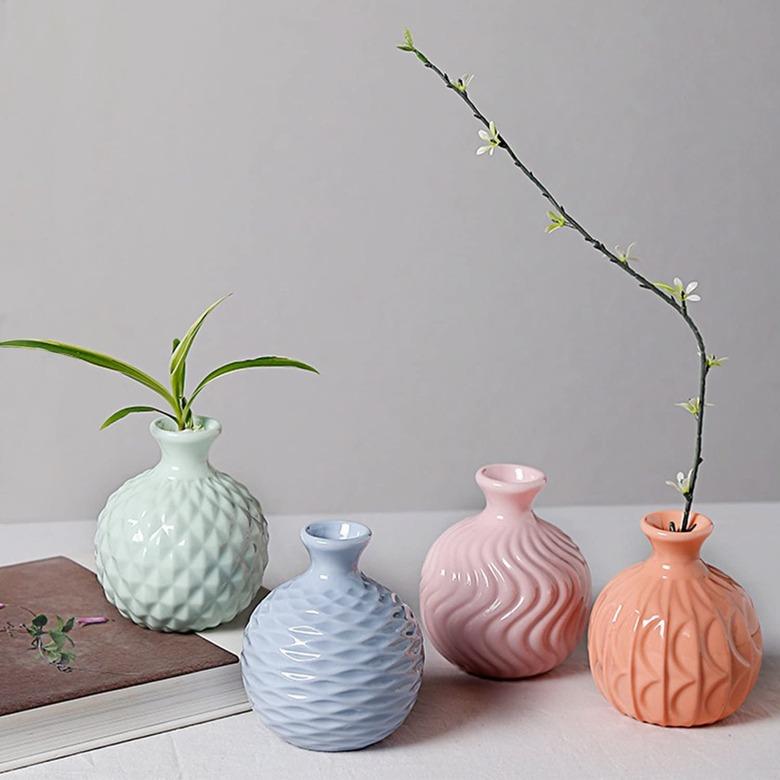 colorful bud vases