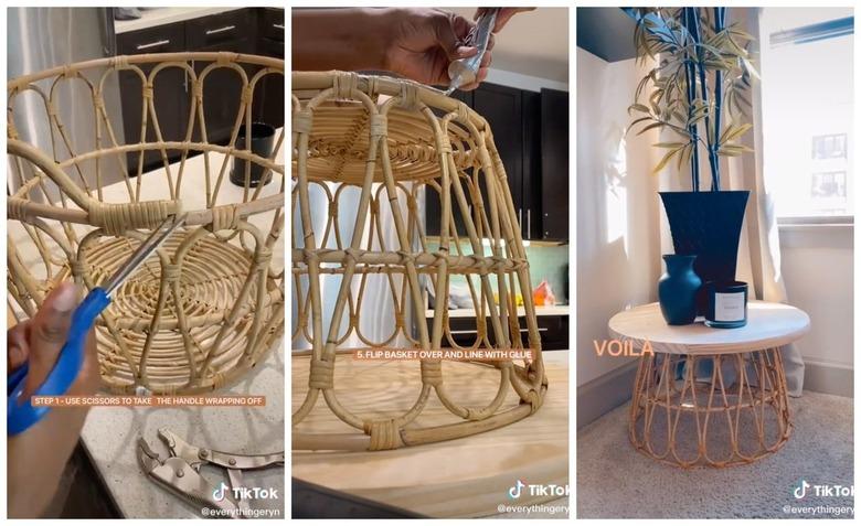 Basket Side Table ikea tiktok hack