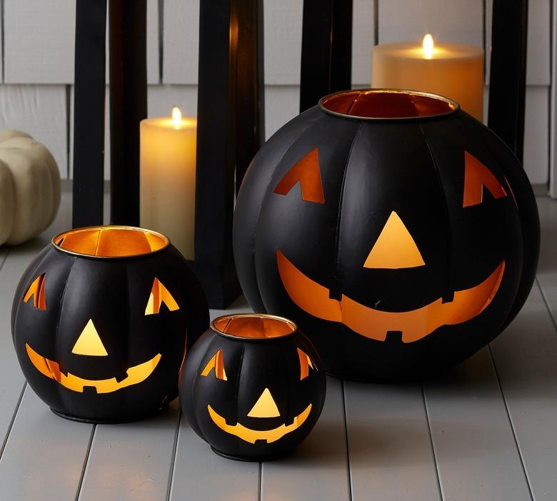 Pottery Barn Black Handcrafted Metal Jack-O-Lanterns