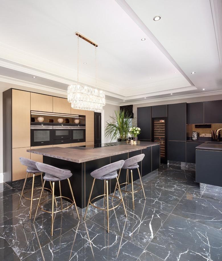 black marble kitchen floor