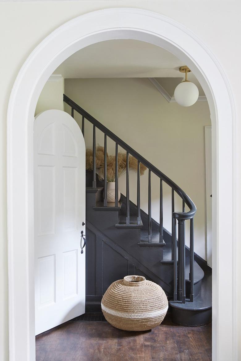 black stair railing and steps