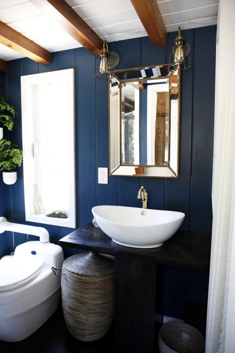 small space blue bathroom