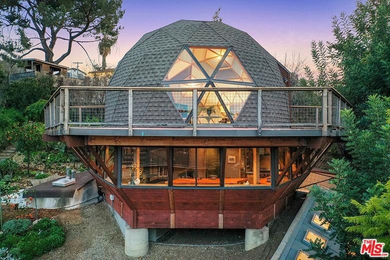 Dome house on a wooden platform in Los Angeles.