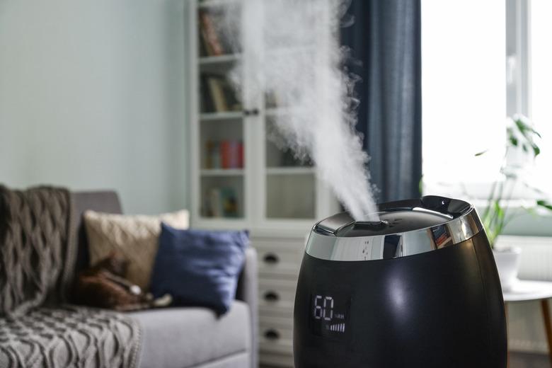 Ultrasonic cool mist humidifier in living room.