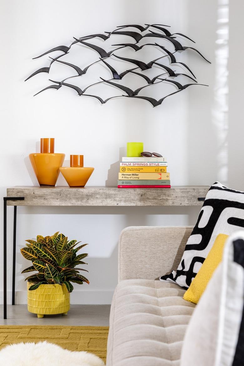 bright boho styled living room