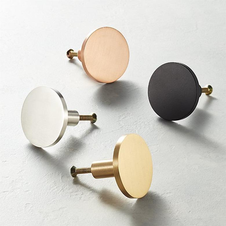 cb2 flat metallic circle knobs