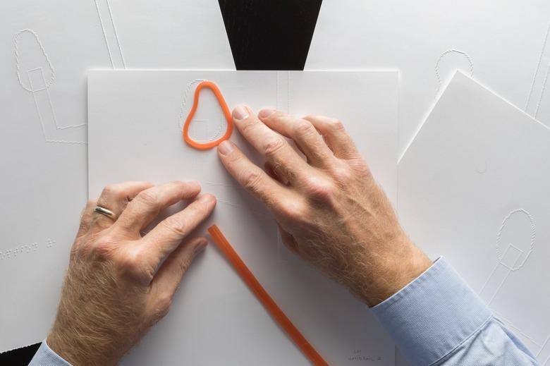 chris downey using wax sticks on handrail drawings