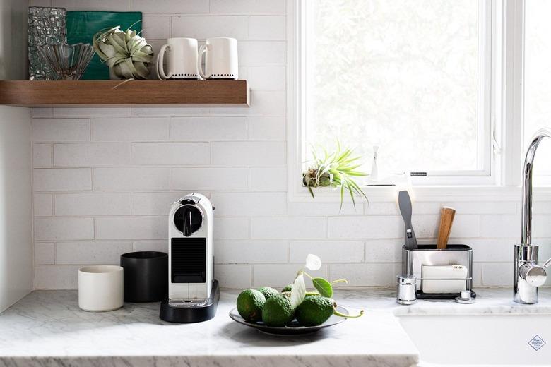 White subway tile backsplash in kitchen