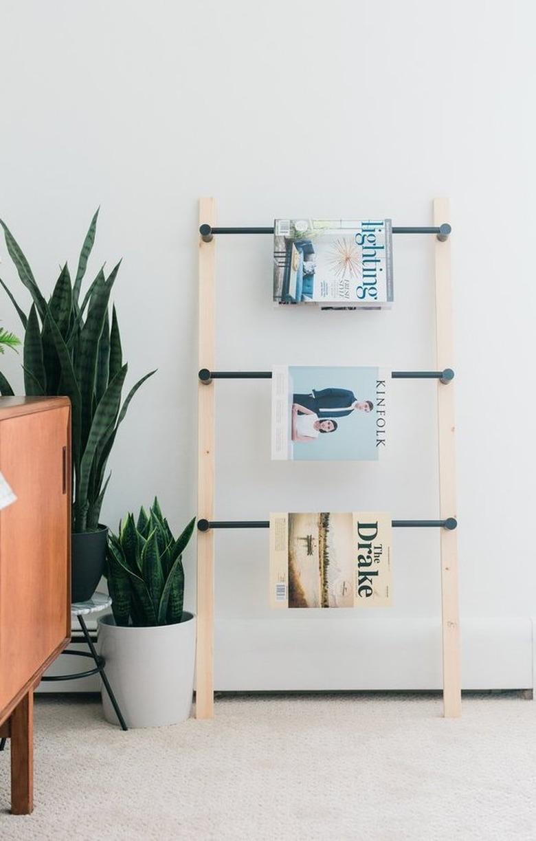 leaning ladder for magazine storage