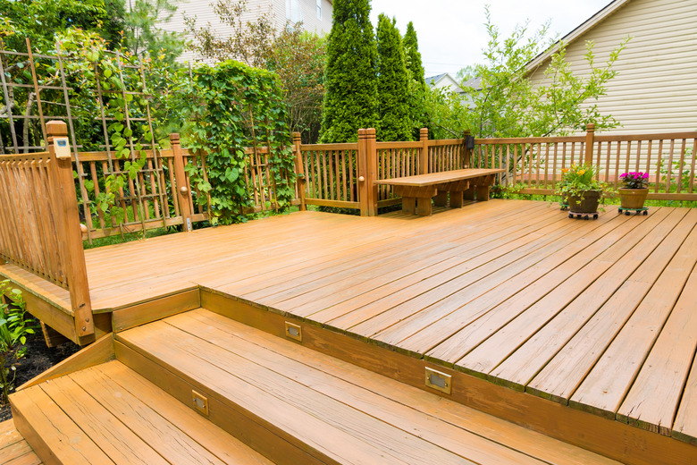 Wooden deck of family home.