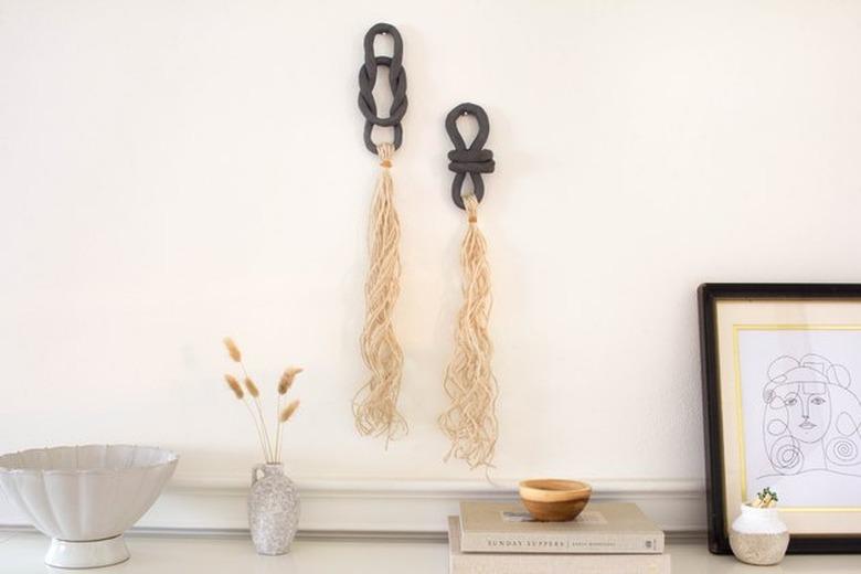 DIY minimalist art with tassel wall hanging