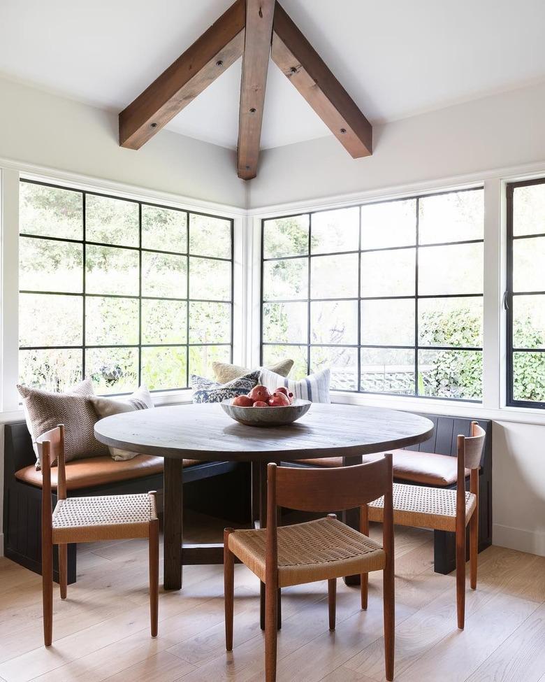 dining room with pomegranate centerpiece