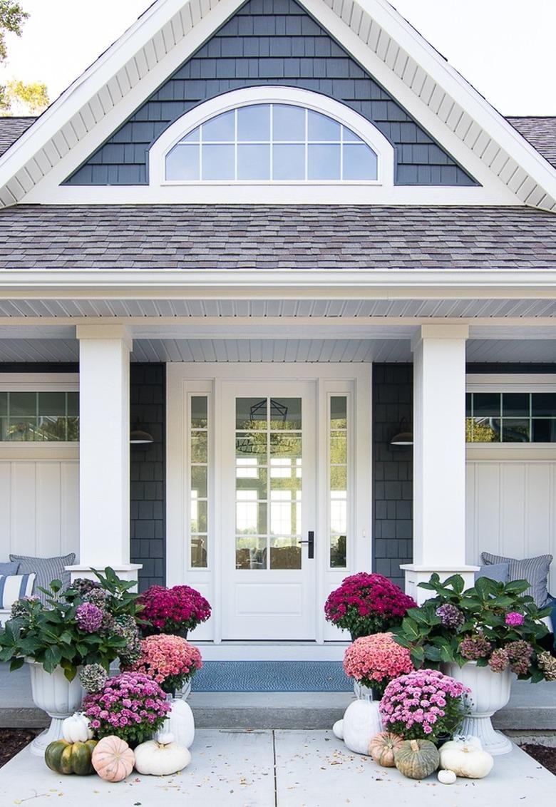 craftsman house with fall porch decor