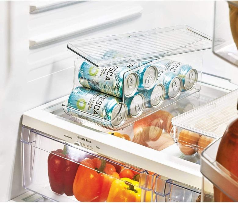 iDesign Plastic Beverage Fridge Organizer With Lid