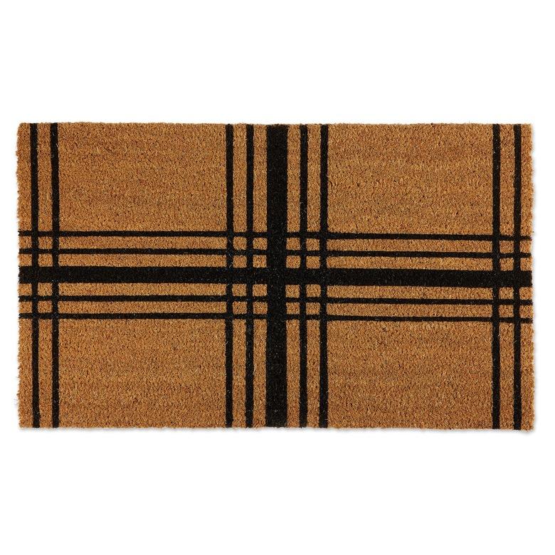 DII Black Farmhouse Plaid Coir Doormat