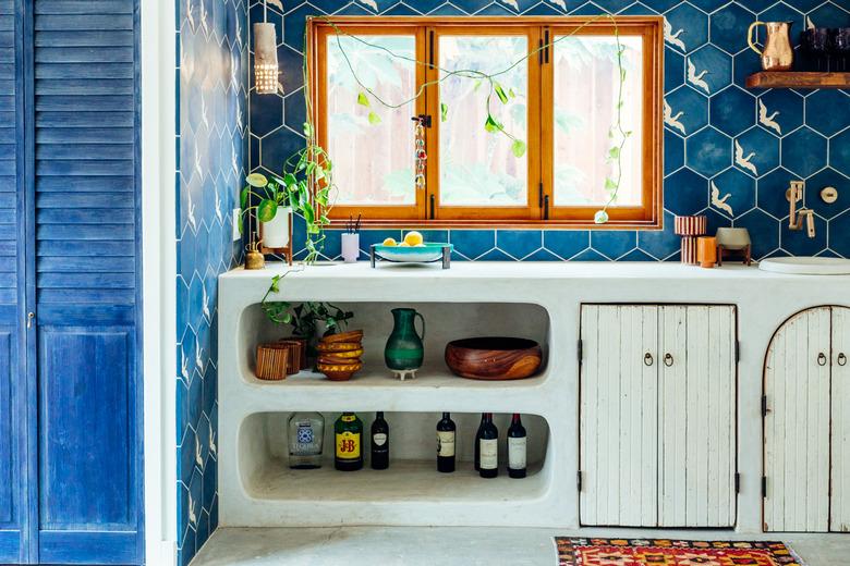 Garage Organization Tips and Tricks with sink and blue tile