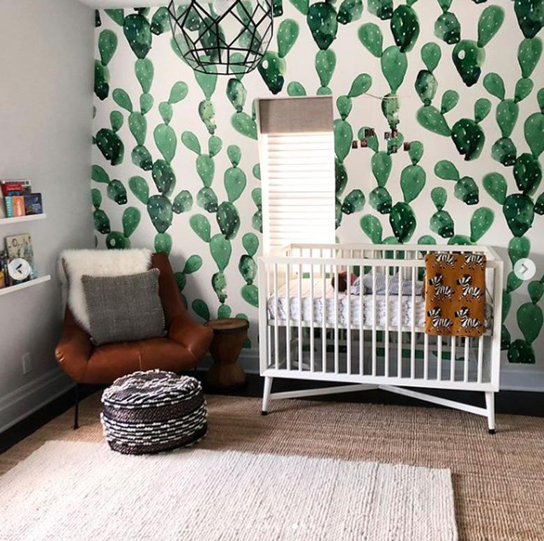 cactus wallpaper in nursery