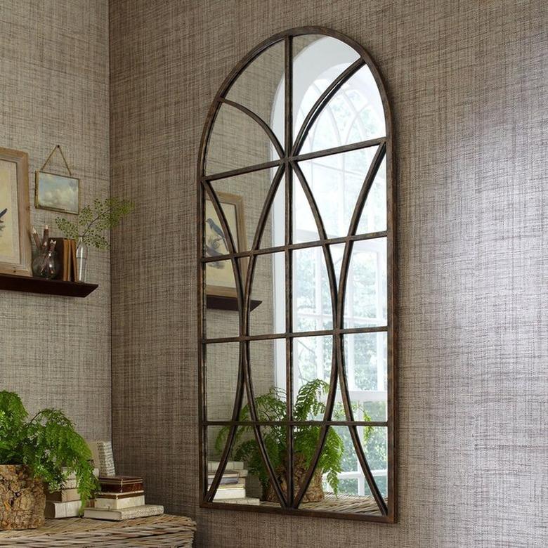 Hallway mirror arched beveled