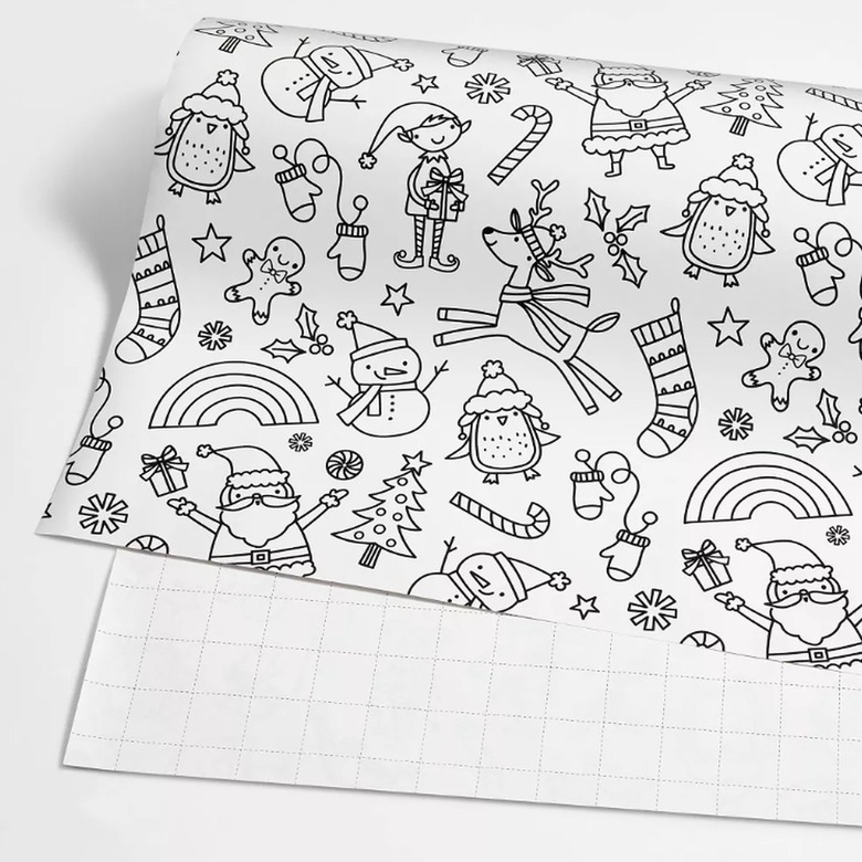 Christmas Characters Gift Wrap Black/White