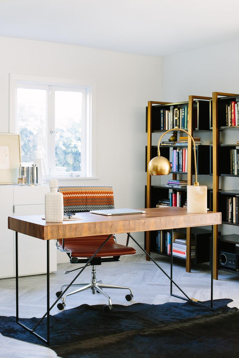 Glamorous black and gold home office library by Black Lacquer Design