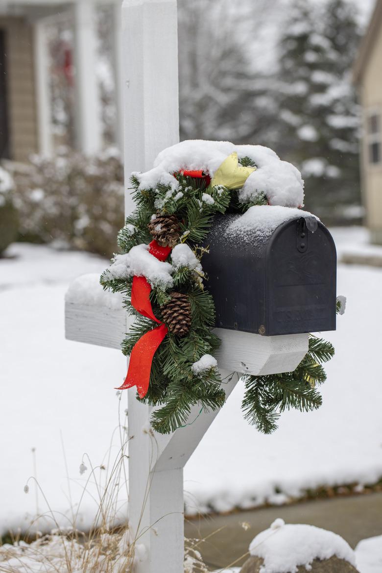 Mailbox with holiday decorations