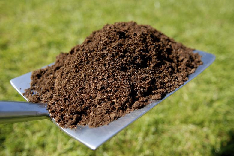 Soil on garden spade.