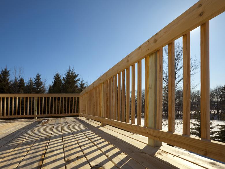 New Pine Wood Lumber Patio Deck Surface, Railing, Shadow, Project