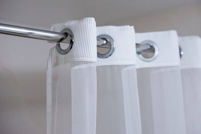 Shower curtain on shower curtain rod