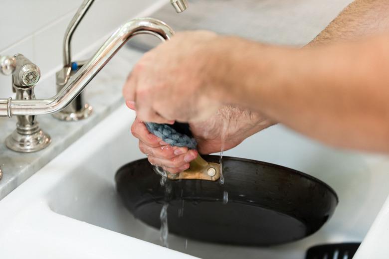 cleaning a pan