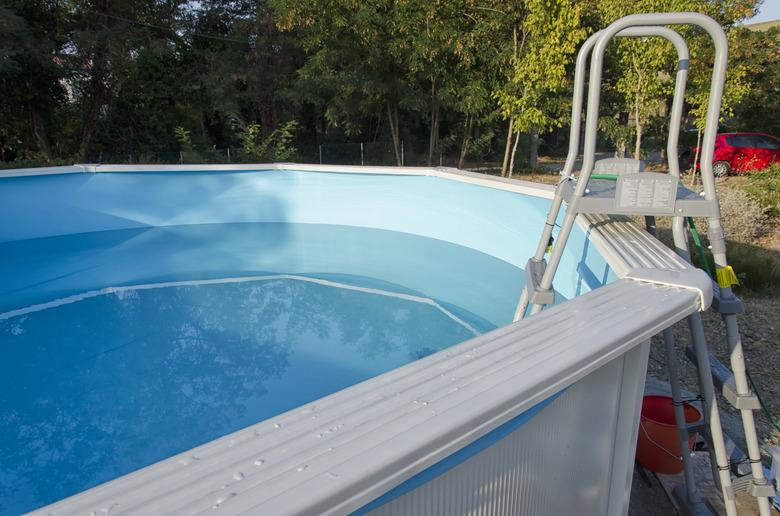 Metal frame swimming pool ready for a bath