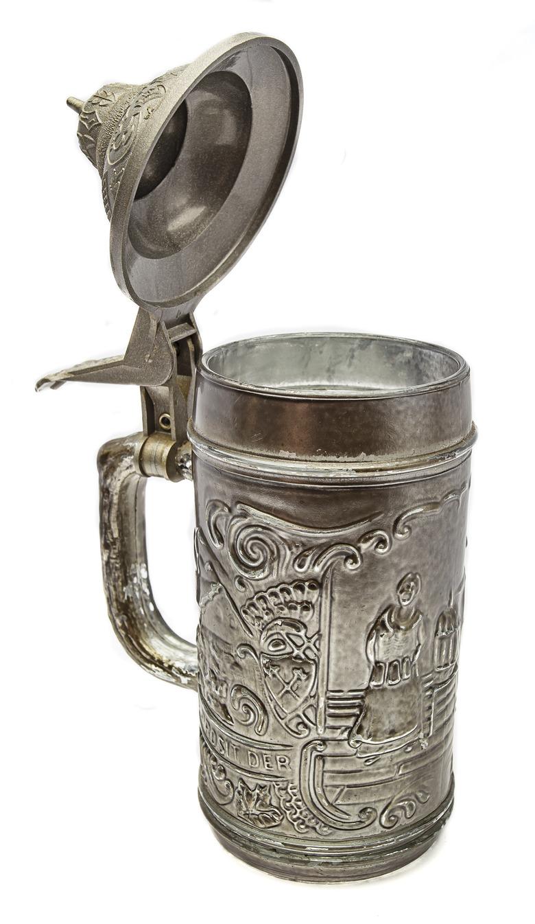 Pewter beer mug.