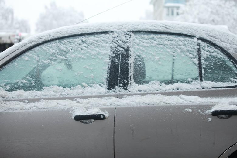 Car with snowy windows