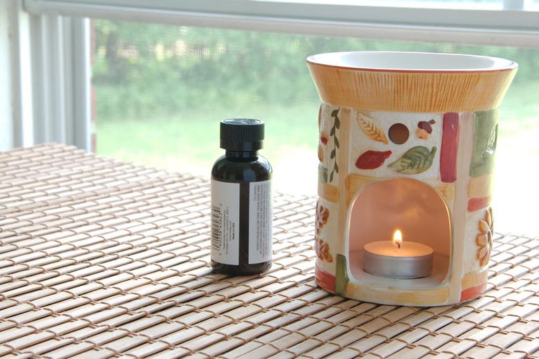 Essential oil in a candle heater.