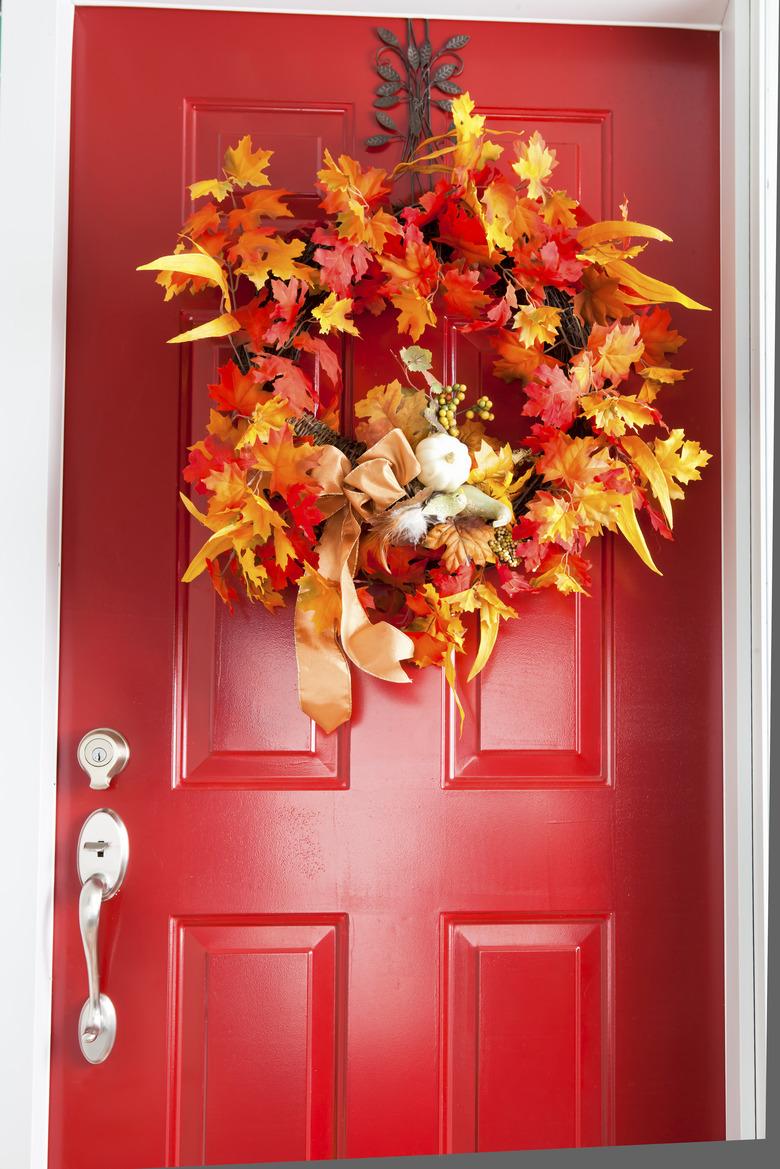 Autumn red door.