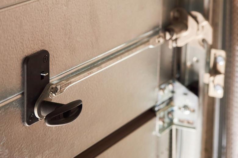 Automatic Garage Door mechanism close up. Lifting gates of the garage.