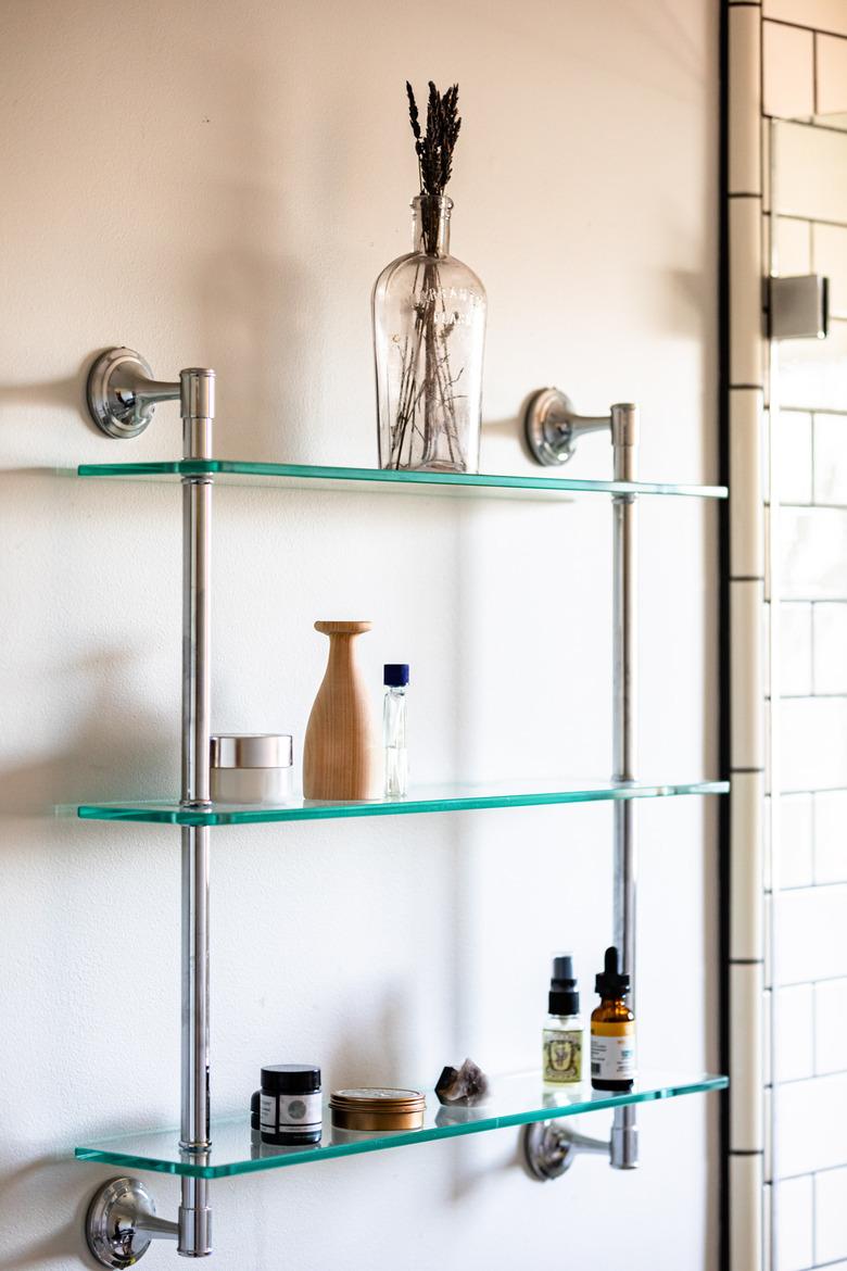 wall storage in the bathroom